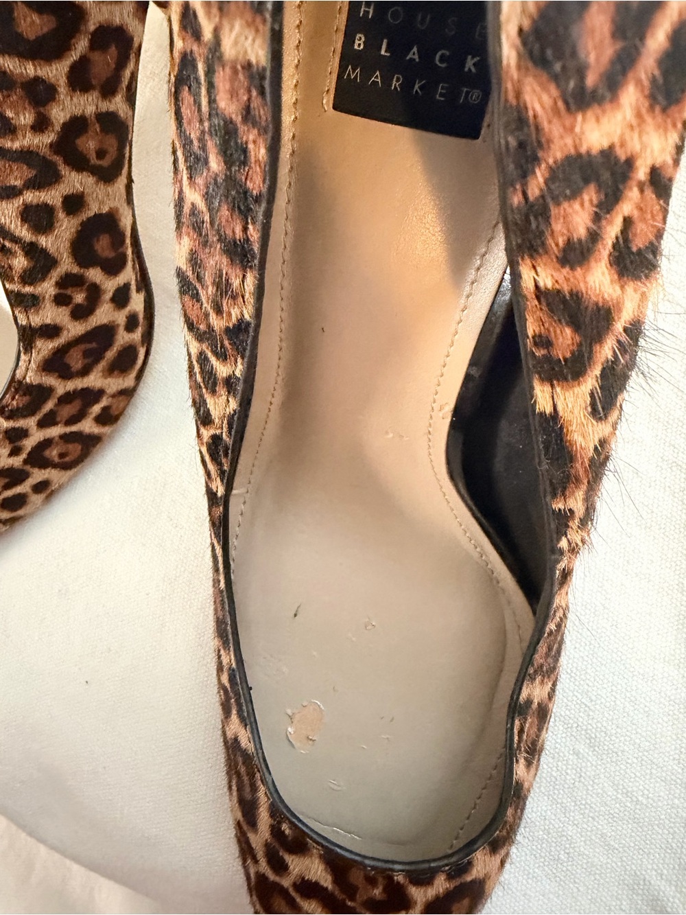 White House Black Market Leopard Print Pointed Block Heel Pumps - Brown/Black - Picture 5 of 6